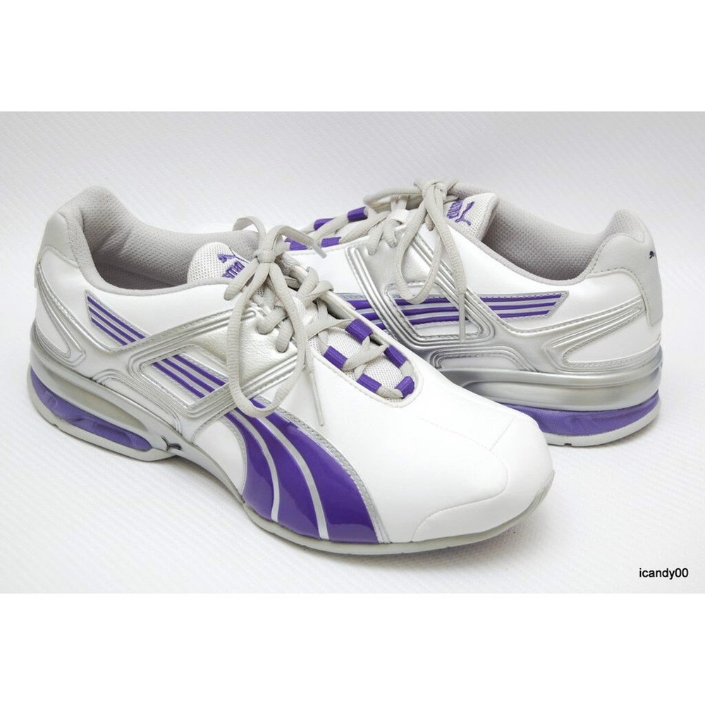 Puma Elevation 3 Running Sneakers Lace-Up Sport Shoe White/Purple/Silver 10 New